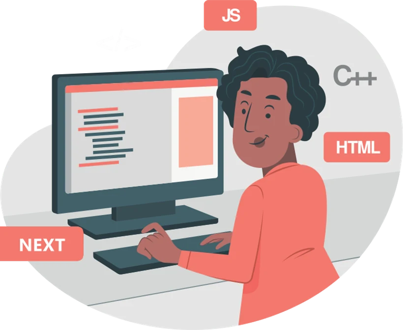Ilustração de desenvolvedor criando o site de um provedor de internet